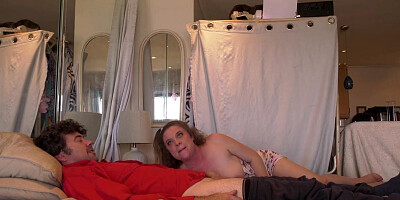 Busty and horny MILF pleases hubby with blowjob