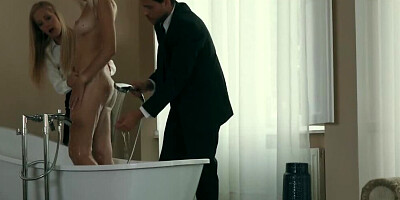 Two horny blondes are giving blowjobs to one lucky man