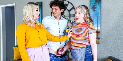 Bitches swap the same dick in rough family threesome