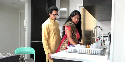 A maid with a big ass is fucked by an Indian stud