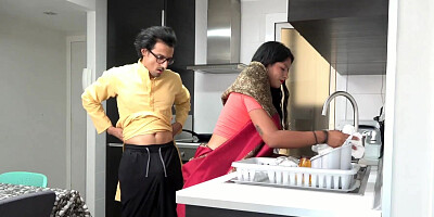 A maid with a big ass is fucked by an Indian stud