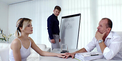 College grad fucks two guys to get a job at the company