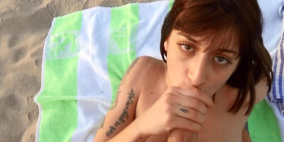 Skinny is too lazy to hide so she rather hooks up on the beach