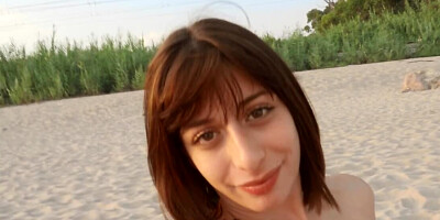 Skinny is too lazy to hide so she rather hooks up on the beach