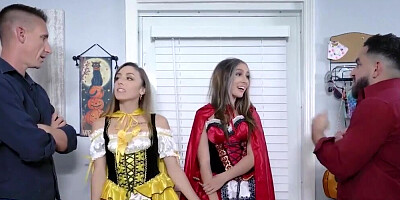 Cosplaying hotties with tight bodies banging stepdads