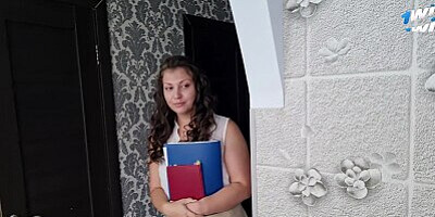 A female student came to an exam with a sexy teacher and left with her panties full of cum.