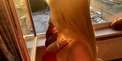 Blonde sex and blowjob, beautiful orgasm face