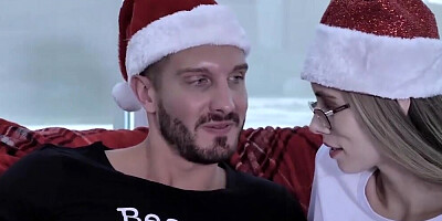 Santa stepdad is going to SLAY her teenage pussy too