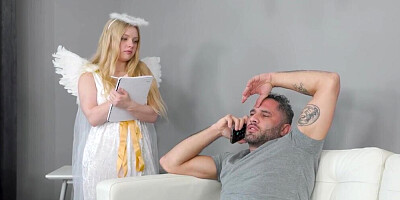 Blonde guardian angel getting fucked by a hard dick stud