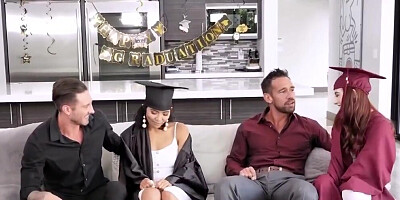 Graduation girls getting power fucked in a foursome