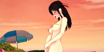 Nanami - Hot sensual beach masturbation - 3D Hentai