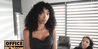 Office POV featuring Carollina Cherry and Barbie Rous's ebony clip