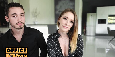 Blowjob porn with easy-on-the-eyes Sata Jones from Office POV