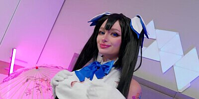 Hestia plays with a horse dildo! She loves getting cum in her mouth!