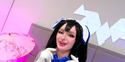 Hestia plays with a horse dildo! She loves getting cum in her mouth!