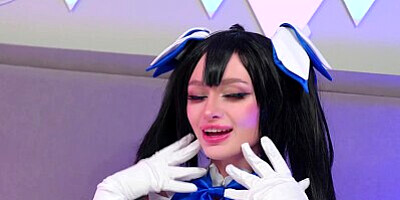 Hestia plays with a horse dildo! She loves getting cum in her mouth!