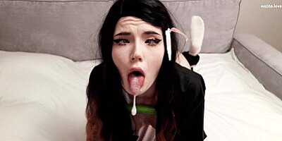 Hungry and wet Nezuko Kamado from Demon Slayer craves a hard cock and hot cum inside her tight pussy