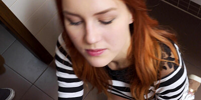 Adorable ginger cutie gets rammed so hard in public