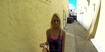 Blonde girl sucking a big dick in a POV session