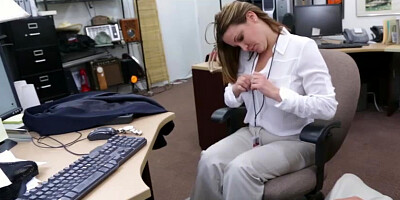 Hot Business woman Fucked in the inside of the pawn shop office by the owner