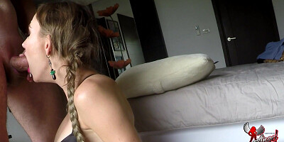 Stunning secretary seduces her boss in POV