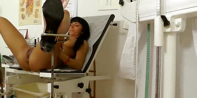 Voyeur medical hidden cam footage of petite doll obgyn exam