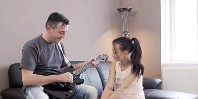 Romanian beauty loves the way he is playing the guitar