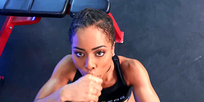 Kira Noir finds a guy to help push her workout to the limit