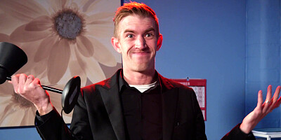 Bossy blonde MILF gets a cum blast in her face