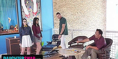 Alex Coal And Leda Lotharia In Nerdy Stepdaughters Get Their Glasses Covered With Cum