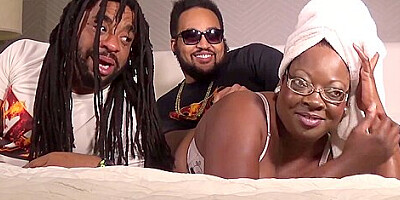 A Black Woman Sucks Two Big Black Cocks