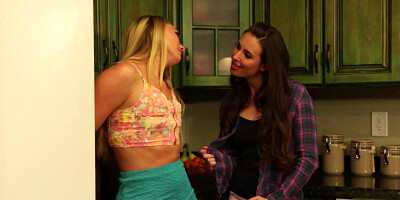 Pretty girls like their kitchen a lot