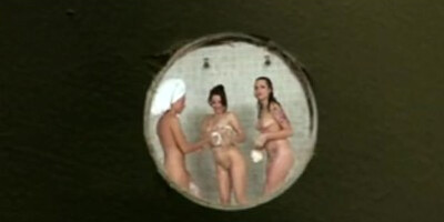 Pervert caught by teacher with dick in glory hole of girls shower