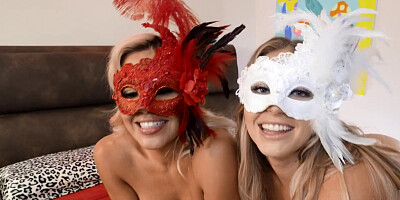 Kayley Gunner and Caitlin Bell pleasuring horny dude in POV