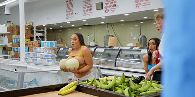 Amazing threesome in store with bitches Carmela Clutch and Lilly Hall