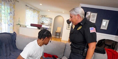 Police officer Bella Lexi catches Lil D masturbating