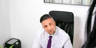Keiran Lee can't believe it happens in his office with Mila Monet