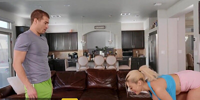 Busty blonde wife cheats on hubby with personal trainer