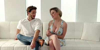 Horny MILF deepthroats and fucks her young stepson