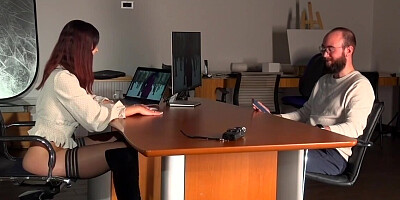 Jeny Smith and a dude are watching some XXX content