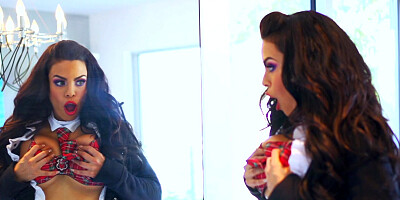 Gorgeous schoolgirl is doing naughty things