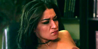 Stunning brunette gets dripping wet at work