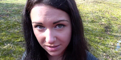 Russian waitress Jessica Lincoln doggystyle fucking & guzzling cum outdoor