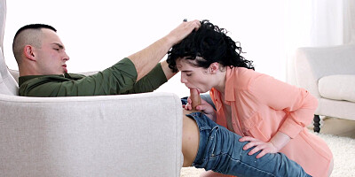 Black Angel gets deeply fucked after sucking boyfriend’s cock