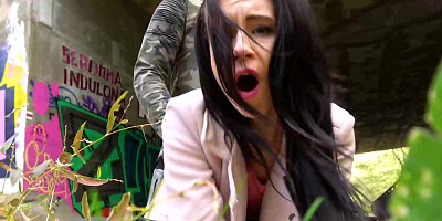 Lovely brunette Caroline Mann fucked in doggystyle