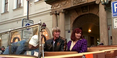 Busty redheaded granny is picked up for cock riding