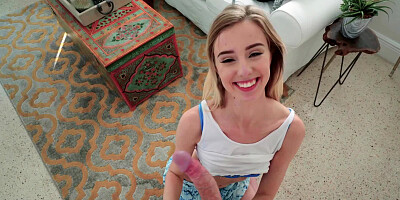 Sweet thing cheats on her boyfriend while he is playing VR games