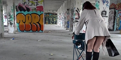 Jeny Smith exploring the warehouse while totally naked