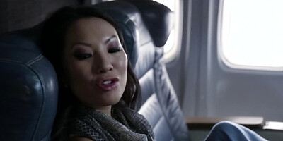 Extremely hot Asa Akira gets finger banged on a plane