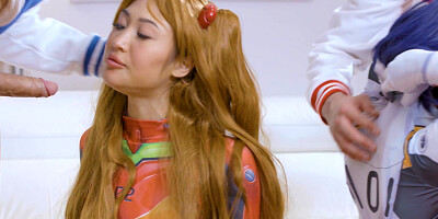 Cosplayer girls getting fucked together in a taboo 4some